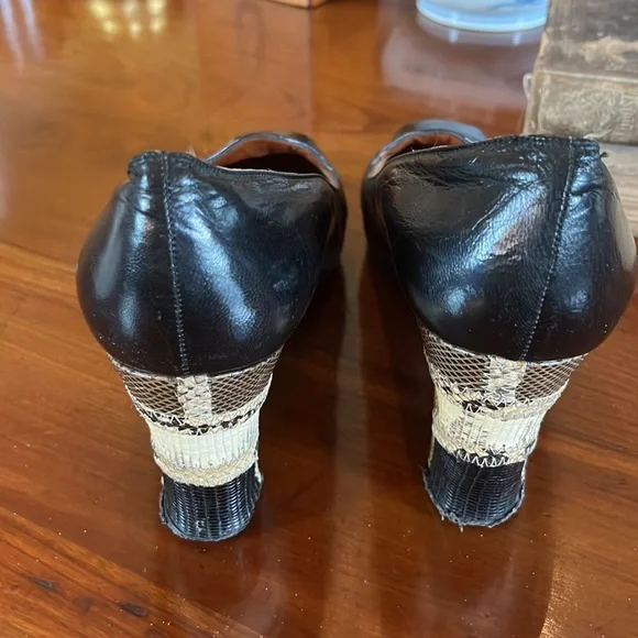 1980s Snakeskin Wedge Heel In black and Tan Stuart Weitzman - Picture 5 of 7